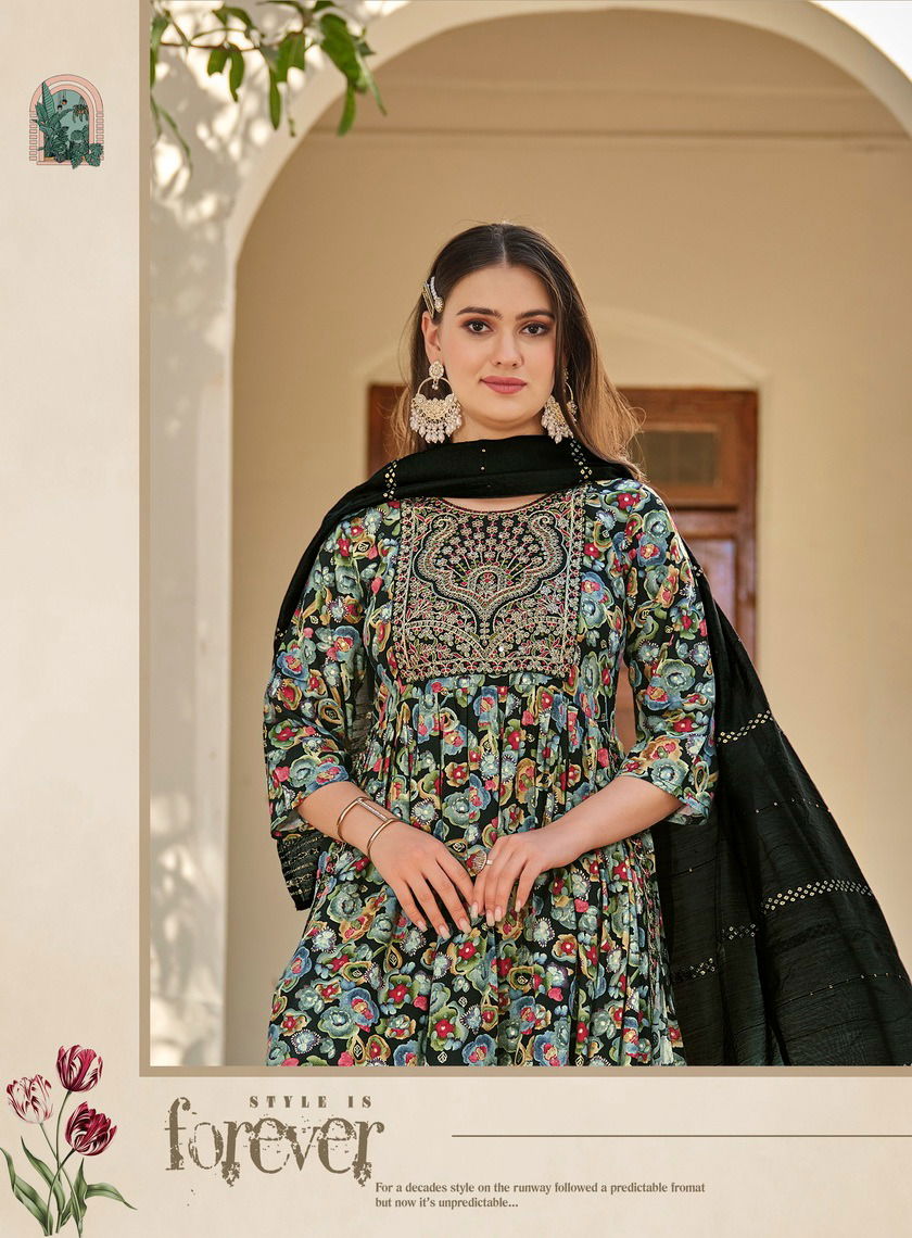 Resham Vol 2 By Radhika Naira Cut Printed Embroidery Kurti With Bottom Dupatta Wholesale Online